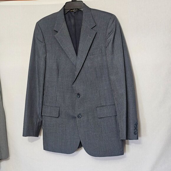 Mens Imperial By Haggar Gray Pinstripe Suit Jacket 2-Button Wool Blend - Picture 12 of 16